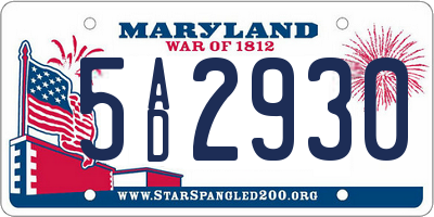 MD license plate 5AD2930