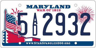 MD license plate 5AD2932