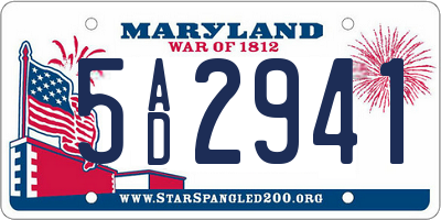 MD license plate 5AD2941