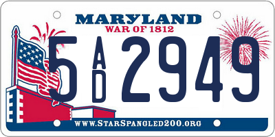 MD license plate 5AD2949