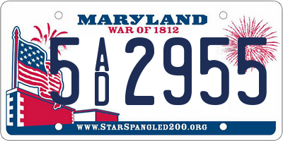 MD license plate 5AD2955