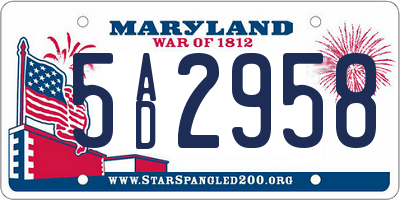 MD license plate 5AD2958