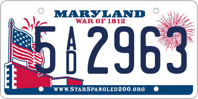 MD license plate 5AD2963