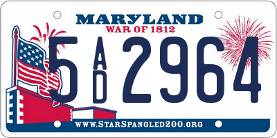 MD license plate 5AD2964