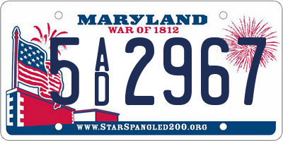 MD license plate 5AD2967