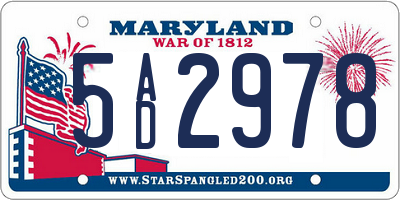 MD license plate 5AD2978