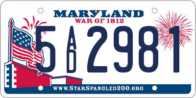 MD license plate 5AD2981