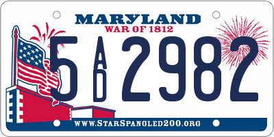 MD license plate 5AD2982