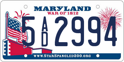 MD license plate 5AD2994