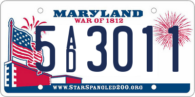 MD license plate 5AD3011