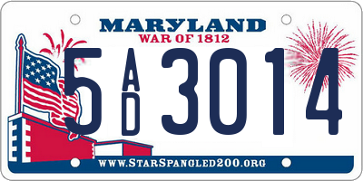 MD license plate 5AD3014