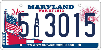 MD license plate 5AD3015