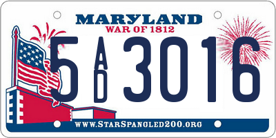 MD license plate 5AD3016