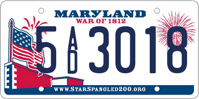 MD license plate 5AD3018