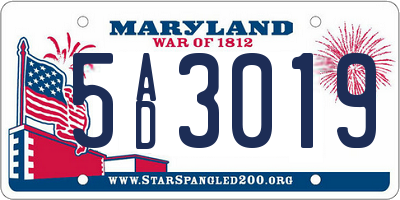 MD license plate 5AD3019