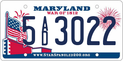 MD license plate 5AD3022