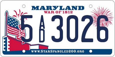 MD license plate 5AD3026