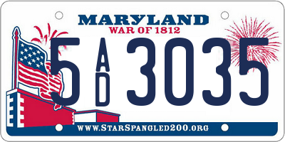 MD license plate 5AD3035