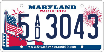 MD license plate 5AD3043
