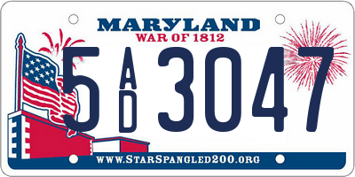MD license plate 5AD3047