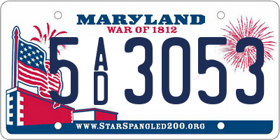 MD license plate 5AD3053