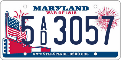 MD license plate 5AD3057