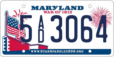MD license plate 5AD3064