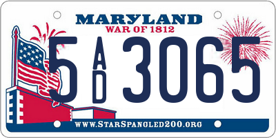 MD license plate 5AD3065