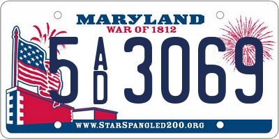 MD license plate 5AD3069