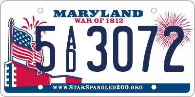 MD license plate 5AD3072