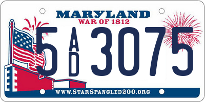 MD license plate 5AD3075