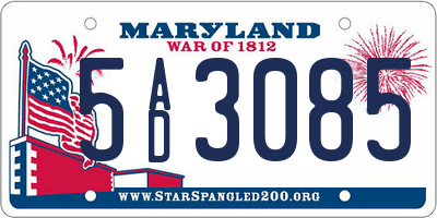 MD license plate 5AD3085