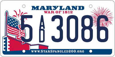 MD license plate 5AD3086