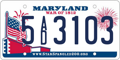 MD license plate 5AD3103