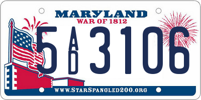 MD license plate 5AD3106