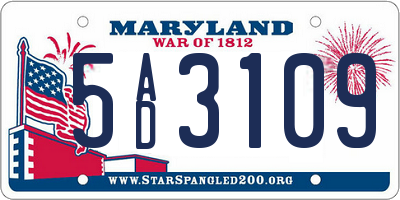 MD license plate 5AD3109