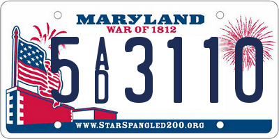 MD license plate 5AD3110