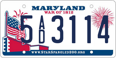 MD license plate 5AD3114