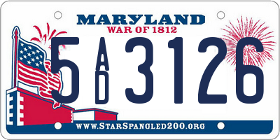 MD license plate 5AD3126