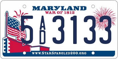 MD license plate 5AD3133