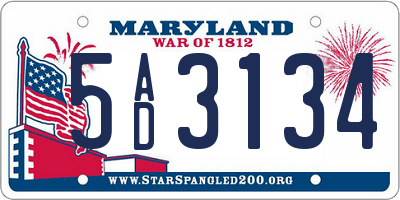 MD license plate 5AD3134