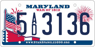 MD license plate 5AD3136
