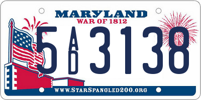 MD license plate 5AD3138