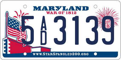 MD license plate 5AD3139