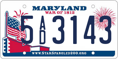 MD license plate 5AD3143