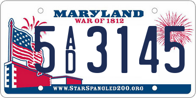 MD license plate 5AD3145