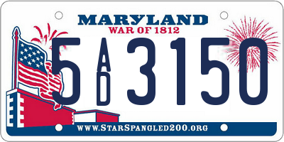 MD license plate 5AD3150