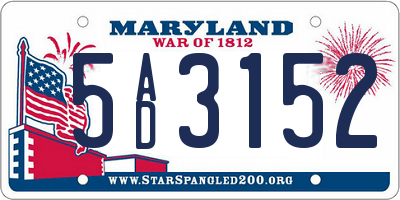 MD license plate 5AD3152