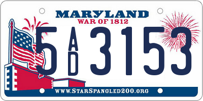 MD license plate 5AD3153