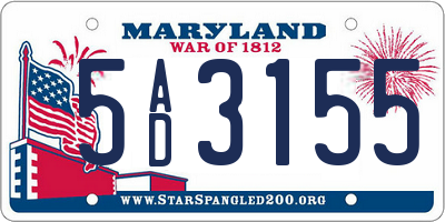 MD license plate 5AD3155